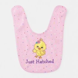 Moe kawaii baby kuiken gepersonaliseerde roze slabbetje