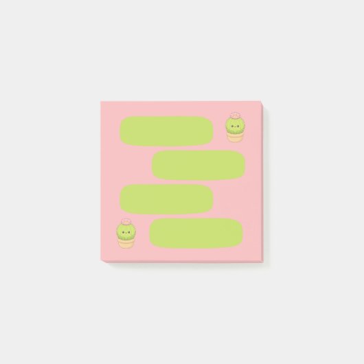 Moe kawaii-cactus roze 3x3 spraakballon Post-it Post-it® Notes (Voorkant)