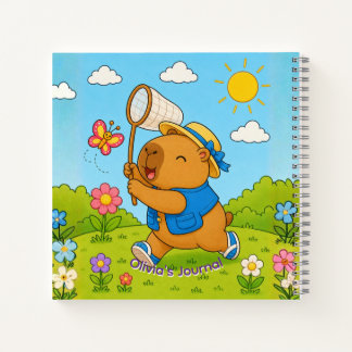 Moe kawaii capybara gepersonaliseerde naam spiraal notitieboek