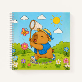 Moe kawaii capybara gepersonaliseerde naam spiraal notitieboek