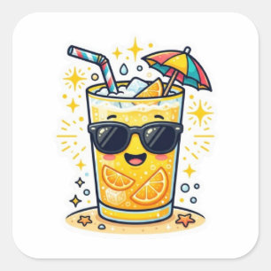 Moe Kawaii Cool Zomer Tropische Drank SungSticker Vierkante Sticker