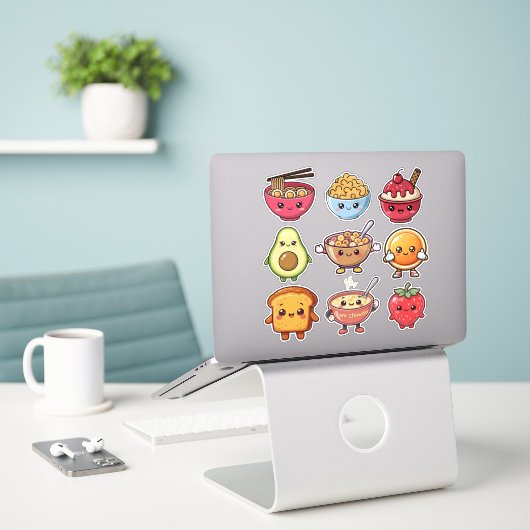 Moe Kawaii Eten Sticker (Laptop op bureau)