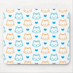 Moe Kawaii Kat en Harten Pastel Patroon Muismat
