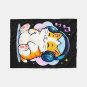 Moe Kawaii Kat Neko Grappige Muziek Kattenliefhebb Fleece Deken (Voorkant (Horizontaal))