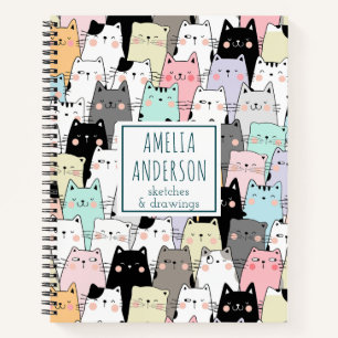 Moe Kawaii Katten Patroon Aanpasbare Naam Notitieboek