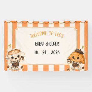 Moe Kawaii Koffie Croissant Oranje Baby Shower Spandoek