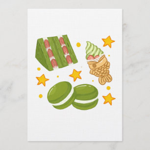 Moe kawaii met de hand getekende Matcha snoepjes Kaart