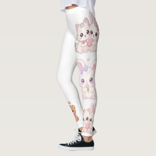 Moe Kawaii Pastel Dieren Vrienden Patroon Leggings