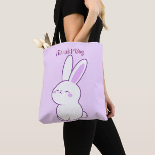 Moe Kawaii Pastel Paarse Slaap Konijn Custom Tote Bag