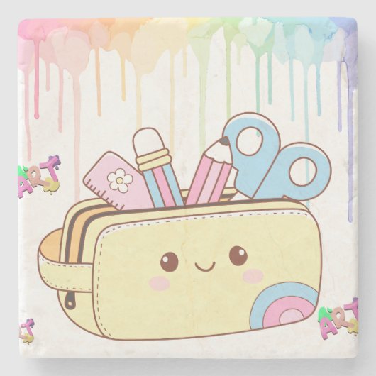 Moe Kawaii Potloodetui Stenen Onderzetter (Voorkant)