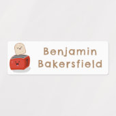 Moe kawaii toast rode toaster cartoon gepersonalis labels (Design 2)
