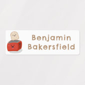 Moe kawaii toast rode toaster cartoon gepersonalis labels (Design 1)