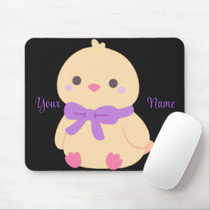 Moe Kawaii Zittend Kuiken Paarse Strik Custom Muis Muismat