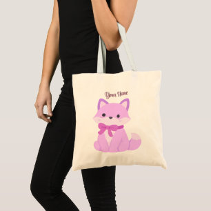 Moe Kawaii Zittende Lavendel Vos Boog Tote Tas