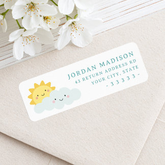Moe kawaii zon en wolk witte retouradres etiket