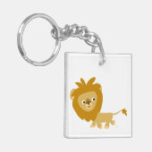 Moe kijkende cartoon leeuw acrylic sleutelhanger (Voorkant Links)
