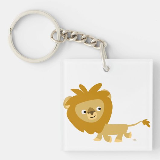 Moe kijkende cartoon leeuw acrylic sleutelhanger (Voorkant)