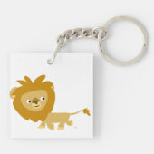 Moe kijkende cartoon leeuw acrylic sleutelhanger (Achterkant)