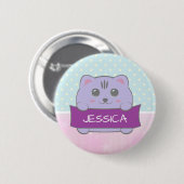 Moe kitten gepersonaliseerde polkadot ronde button 5,7 cm (Voorkant /achterkant)