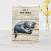 Moe Kitten Ontspannen Kalmerende Kunst Notitiekaar Kaart (Gele Bloem)