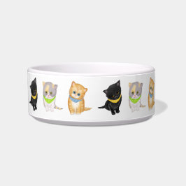 Moe kittens middelgrote gepersonaliseerde keramisc voerbakje
