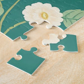 Moe Konijn Bloemmotief Teal Kleur Legpuzzel (Zijkant)