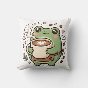 Moe kussen met latte-art van kikker