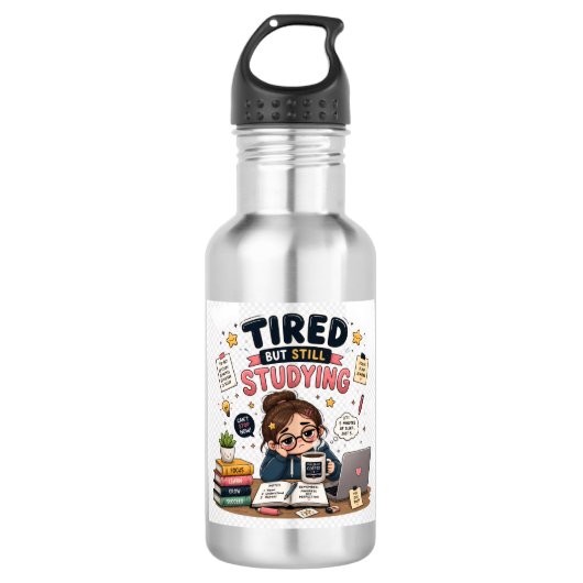Moe Maar Nog Steeds Studerend Grappige Studenten W Waterfles (Voorkant)