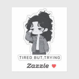 Moe maar toch zijn best doende Chibi meisje Sticker