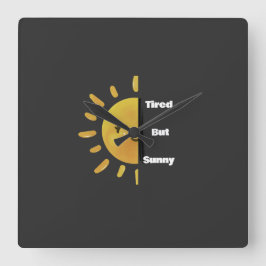Moe maar Zonnig ☀️ | Grappige Zomer Uitgeput  Vierkante Klok