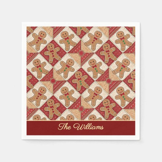 Moe Mannetje Van Peperkoek Patchwork Patroon Stijl Servet (Voorkant)