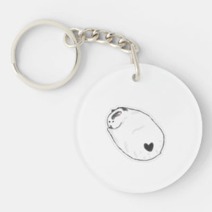 Moe Mochi Kat Met Hartvlek Handgetekende Kunst Sleutelhanger