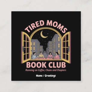 Moe moeders boekenclub loopt op koffie en chaos vierkante visitekaartje
