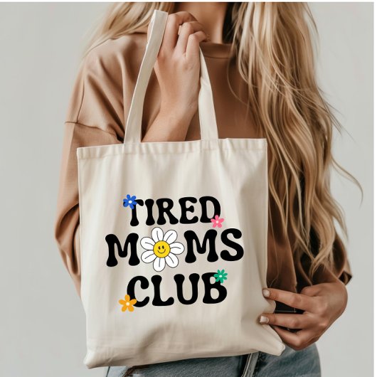 Moe Moeders Club Retro Daisy Grappig Tote Bag