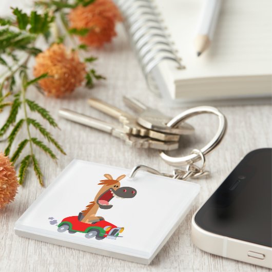 Moe motorisch cartoonpaard acryl sleutelhanger (Voorkant Rechts)