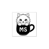 Moe mug met kat en initiaal 1x1 rubberstempel (Afrduk)