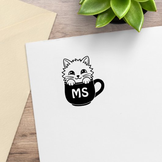 Moe mug met kat en initiaal 1x1 rubberstempel