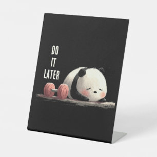 Moe Panda Gym – Grappige Pret Workout Kunst Reclamebord Met Voetstuk