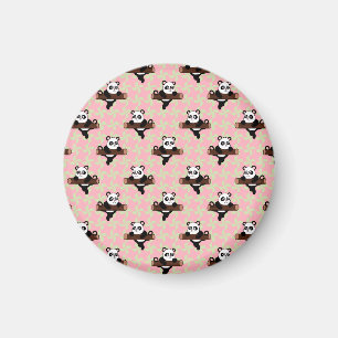 Moe Pandapatroon op Roze – Kawaii Naadloos Magneet