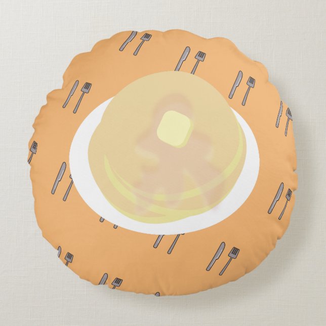Moe pannenkoek druipend van stroop ontbijt rond kussen (Voorkant)