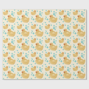 Moe Patroon van Gele Waterverf Rubber Eend Cadeaupapier