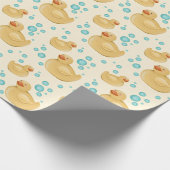 Moe Patroon van Gele Waterverf Rubber Eend Cadeaupapier (Hoek)