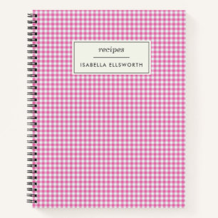 Moe Retro Roze Gingham Schotlandse Ruit Personaliz Notitieboek
