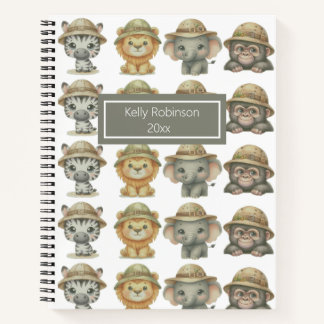 Moe Safari Dieren Patroon Naam Spiraal Notebook Notitieboek