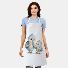 Moe Schattig Blauw Vogelfamilie Keuken Schort