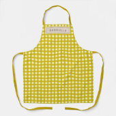 Moe Schattig Mosterd Gingham Geruit Gepersonalisee Schort (Voorkant)