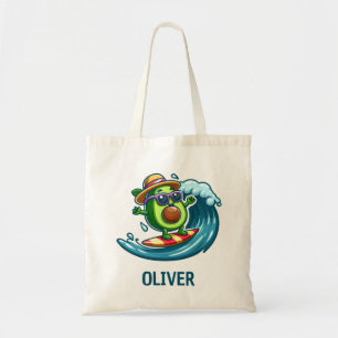 Moe Surfer Avocado Duikt de Golven in Gepersonalis Tote Bag