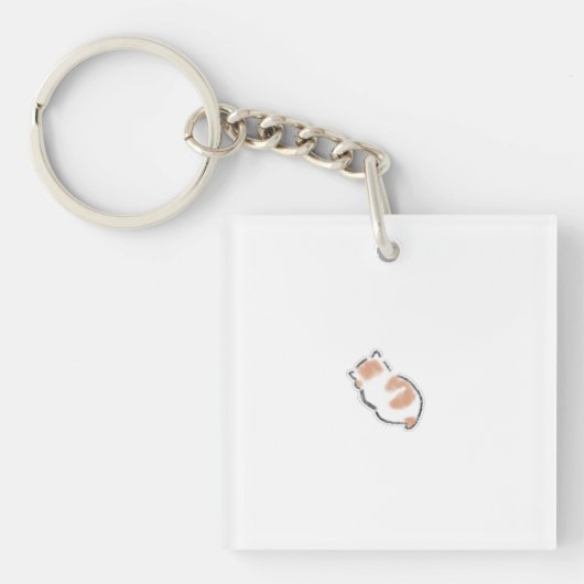Moe Uitgerolde Slaande Kat Handgetekende Kunst Sleutelhanger (Voorkant)