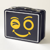Moe Uitklinkend Smiley Gezicht Metalen Lunchbox (Achterkant)