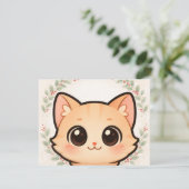 Moe Uitnodiging met Kawaii Kattengezicht (Staand voorkant)
